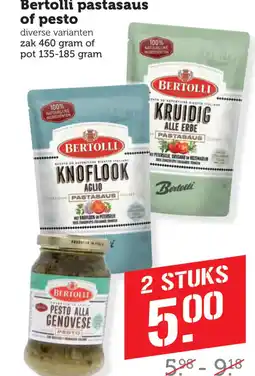 Coop Bertolli pastasaus of pesto aanbieding