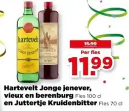 PLUS Hartevelt Jonge jenever, vieux en berenburg en Juttertje Kruidenbitter aanbieding