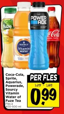 Vomar Voordeelmarkt Coca-Cola, Sprite, Aquarius, Powerade, Sourcy Vitamin Water of Fuze Tea Fles à aanbieding