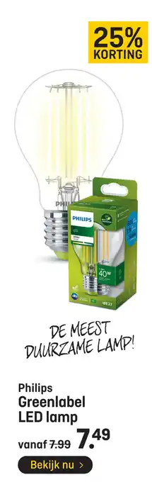 Hubo Philips Greenlabel LED lamp aanbieding