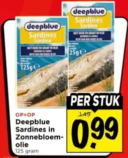Vomar Voordeelmarkt Deepblue Sardines in Zonnebloem olie aanbieding
