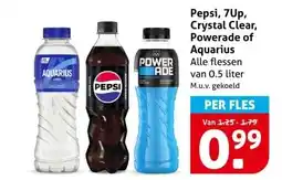 Hoogvliet Pepsi, 7Up, Crystal Clear, Powerade of Aquarius aanbieding