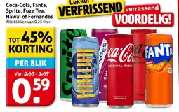 Hoogvliet Coca-Cola, Fanta, Sprite, Fuze Tea, Hawai of Fernandes aanbieding