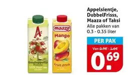 Hoogvliet Appelsientje, DubbelFrisss, Maaza of Taksi aanbieding