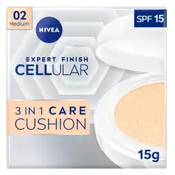 Kruidvat NIVEA Cellular Expert Finish 02 Medium SPF15 3-in-1 Care Cushion Foundation aanbieding