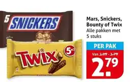 Hoogvliet Mars, Snickers, Bounty of Twix aanbieding