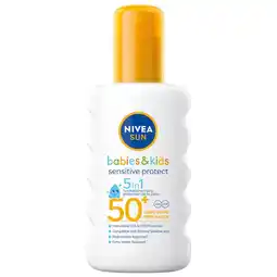 Kruidvat NIVEA Sun Babies & Kids Sensitive Protect SPF50+ Zonnebrandspray aanbieding