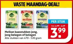 Hoogvliet Melkan kaasstukken jong, jong belegen of belegen aanbieding