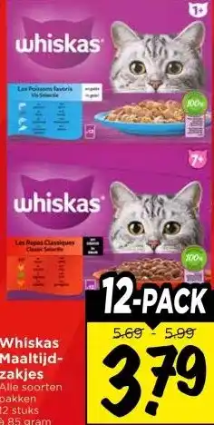 Vomar Voordeelmarkt Whiskas Maaltijd- zakjes aanbieding