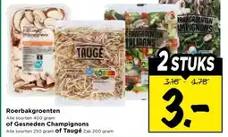 Vomar Voordeelmarkt Roerbakgroenten , of Gesneden Champignons aanbieding