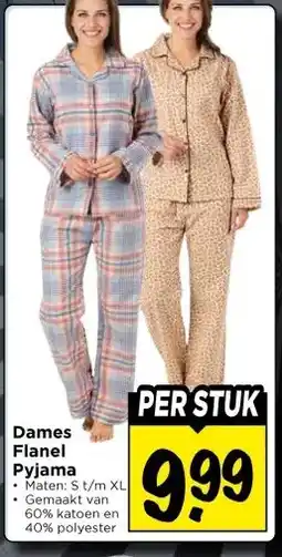 Vomar Voordeelmarkt Dames Flanel Pyjama aanbieding