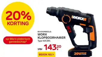 Praxis WORX KLOPBOORHAMER Type WX390. aanbieding