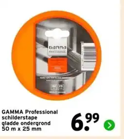 GAMMA GAMMA Professional schilderstape gladde ondergrond 50 m x 25 mm aanbieding