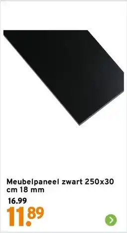GAMMA Meubelpaneel zwart 250x30 cm 18 mm aanbieding