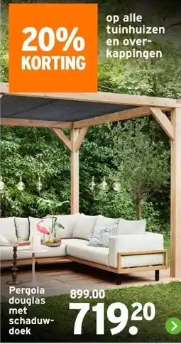 GAMMA Pergola douglas met schaduw- doek aanbieding
