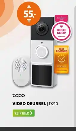 Expert Tapo D210 draadloze video deurbel op batterij aanbieding
