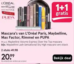 Etos Mascara's van L'Oréal Paris, Maybelline, Max Factor, Rimmel en PUPA aanbieding