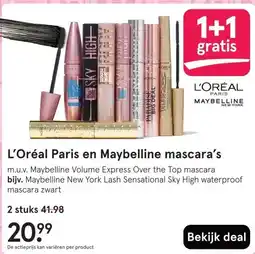 Etos L'Oréal Paris en Maybelline mascara's aanbieding