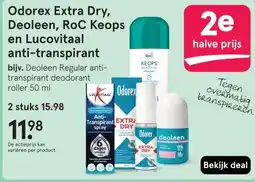 Etos Odorex Extra Dry, Deoleen, RoC Keops en Lucovitaal anti-transpirant aanbieding