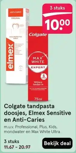 Etos Colgate tandpasta doosjes, Elmex Sensitive en Anti-Caries aanbieding