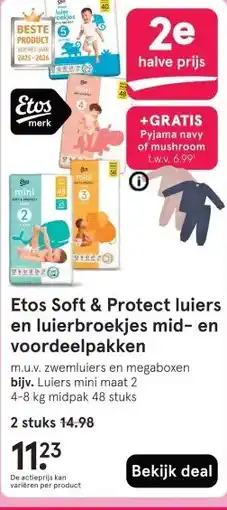 Etos Etos Soft & Protect luiers en luierbroekjes mid- en voordeelpakken aanbieding