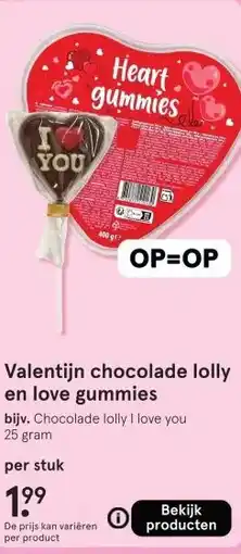 Etos Valentijn chocolade lolly en love gummies aanbieding
