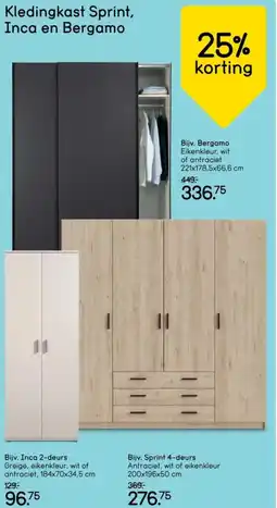 Leen Bakker Kledingkast Sprint, Inca en Bergamo aanbieding