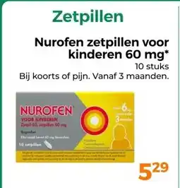Trekpleister Zetpillen Nurofen zetpillen voor kinderen 60 mg aanbieding