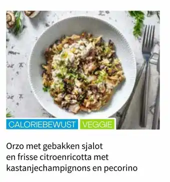 Hello Fresh Orzo met gebakken sjalot en frisse citroenricotta met kastanjechampignons en pecorino aanbieding