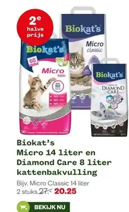 Welkoop Biokat's Micro 14 liter en Diamond Care 8 liter kattenbakvulling aanbieding