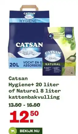 Welkoop Catsan Hygiene+ 20 liter of Naturel 8 liter kattenbakvulling aanbieding