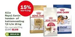 Welkoop Alle Royal Canin honden- of kattenvoeding 7,5 t/m 15 kg aanbieding