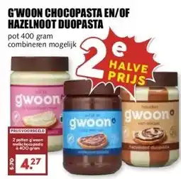 MCD Supermarkt G'WOON CHOCOPASTA EN/OF HAZELNOOT DUOPASTA aanbieding