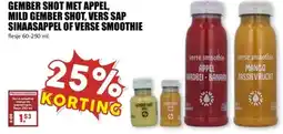 MCD Supermarkt GEMBER SHOT MET APPEL, MILD GEMBER SHOT, VERS SAP SINAASAPPEL OF VERSE SMOOTHIE aanbieding