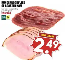MCD Supermarkt RUNDERROOKVLEES OF ROASTED HAM aanbieding