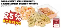 MCD Supermarkt WARM GEROOKTE NOORSE ZALMFLAKES, ROERBAKGARNALEN NATUREL OF KNOFLOOK aanbieding