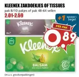 MCD Supermarkt KLEENEX ZAKDOEKJES OF TISSUES aanbieding