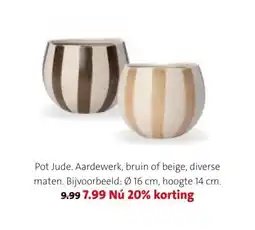 Intratuin Pot Jude. Aardewerk, bruin of beige, aanbieding