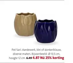 Intratuin Pot Sari. Aardewerk, klei of donkerblauw aanbieding