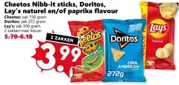 CoopCompact Cheetos Nibb-it sticks, Doritos, Lay's naturel en/of paprika flavour aanbieding