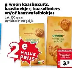 CoopCompact g'woon kaasbiscuits, kaaskoekjes, kaasvlinders en/of kaaswafelblokjes aanbieding