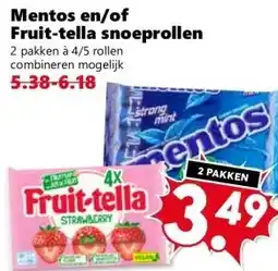 CoopCompact Mentos en/of Fruit-tella snoeprollen aanbieding