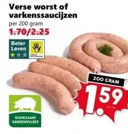 Coop Verse worst of varkenssaucijzen aanbieding