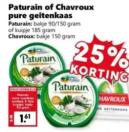 Coop Paturain of Chavroux pure geitenkaas aanbieding