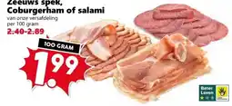Coop Zeeuws spek, Coburgerham of salami aanbieding