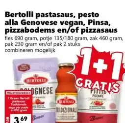 Coop Bertolli pastasaus, pesto alla Genovese vegan, Pinsa, pizzabodems en/of pizzasaus aanbieding