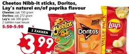 Coop Cheetos Nibb-it sticks, Doritos, Lay's naturel en/of paprika flavour aanbieding