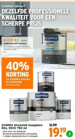 GAMMA GAMMA binnenlak hoogglans RAL 9010 750 ml aanbieding