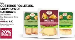 Ekoplaza Soto OOSTERSE ROLLETJES, LOEMPIA'S SAMOSA'S aanbieding