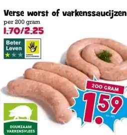 Boon`s Markt Verse worst of varkenssaucijzen aanbieding